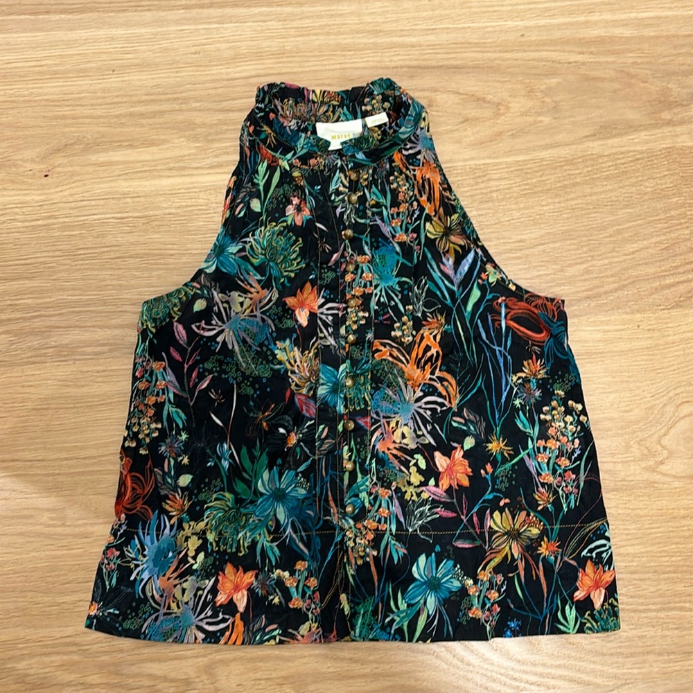 Maeve (Anthropologie) button down tank top with mock neck